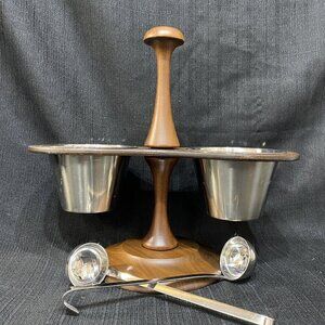 Vintage Margaret Studios NC Walnut Nut / Dip Gravy Bowl Set Made in Norway MCM